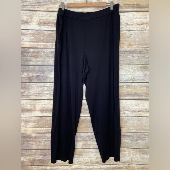 Eileen Fisher L tencel knit cocoon ankle stretch pants elastic waist side pocket - Picture 1 of 7